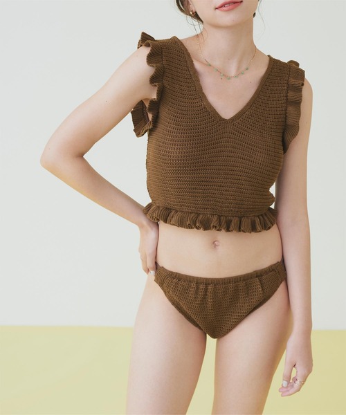 SEA DRESS（シードレス） 水着 Vネックタンクトップフリルクロシェ