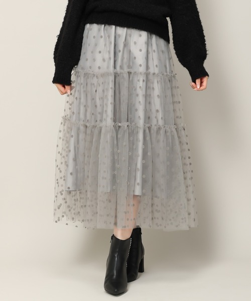 MISCH MASCH（ミッシュマッシュ） スカート フロッキードットチュール
