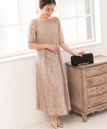 【8/31まで値下げ】バックリボンオケージョンドレス PREFERIR ドレス アンティーク ラメレース バック リボン 結婚式