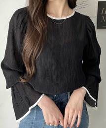 GeeRA(ジーラ) ブラウス シャツ 配色パイピングシアーワッシャー GeeRA(ジーラ) ブラウス シャツ 配色パイピングシアーワッシャー