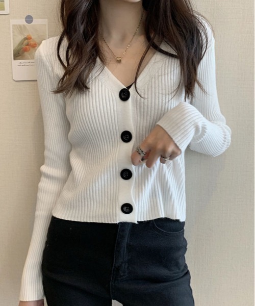 白リブ編みサマーニット カーディガン、セーター ニット セーター リブ カーディガン レディース : ZOZOTOWN