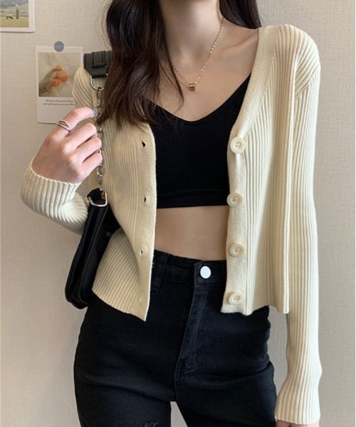 ニット セーター コットリブ カーディガン レディース RIKKA FEMME リッカファム ニット カーディガン レディース