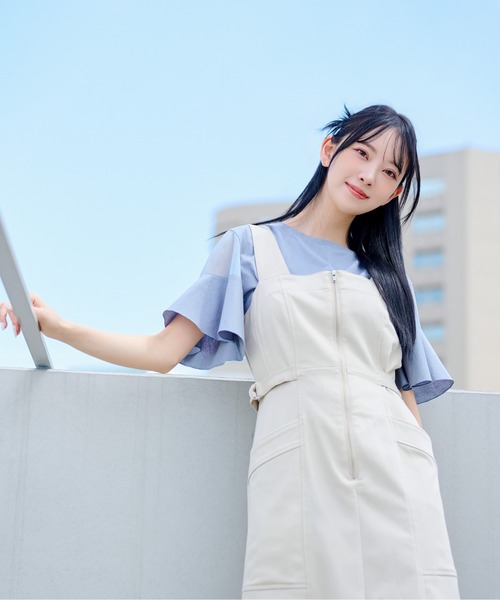 おゆ　36サイズ mysty woman（ミスティウーマン） tシャツ シアーショルダープル