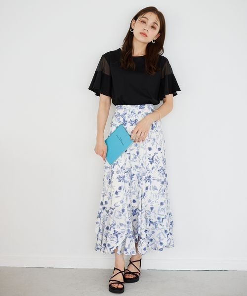mysty woman（ミスティウーマン） tシャツ シアーショルダープル