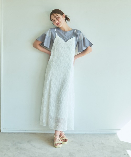 mysty woman（ミスティウーマン） tシャツ シアーショルダープル