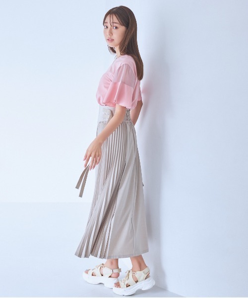 mysty woman（ミスティウーマン） tシャツ シアーショルダープル