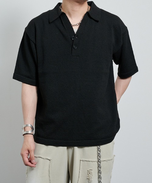 gypsohila   ジプソフィア　Boucle  Polo   ブークレポロ GPG-530 Boucle Polo / White × Black | gypsohila