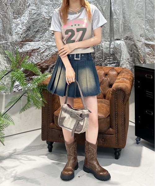 sedacle girl スカート ベルト付きカコウデニムプリーツスカート