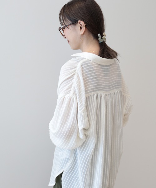 ブラウス シャツ B2746 ドビーストライプシャツ レディース B2746 ドビーストライプシャツ(M ライトブルー): トップス - RNA