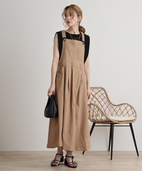 atONE（アットワン） サロペット オーバーオール マキシ丈フレアサロペ