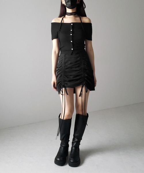 プレゼントを選ぼう！ me+em select tシャツ 「 2WAY 」ストラップリボンオフ トップス
