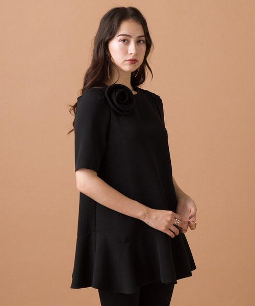 Audie a Muses チュニック コサージュ付きミディ丈ブラウス