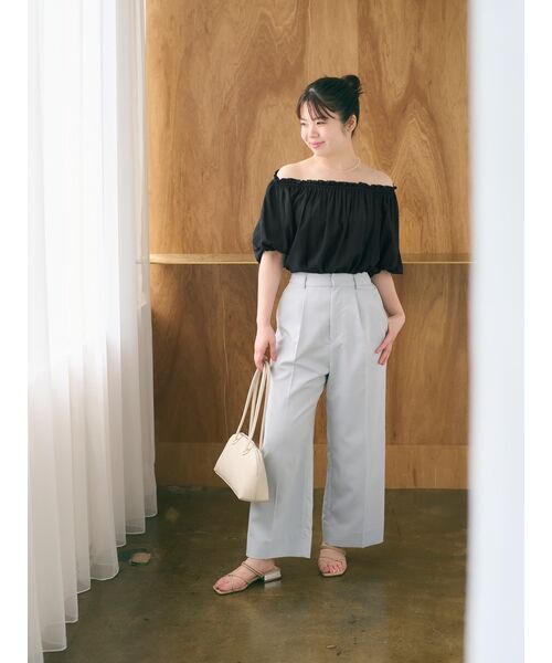 ブラウス シャツ 2wayオフショルチュニックブラウス「低身長