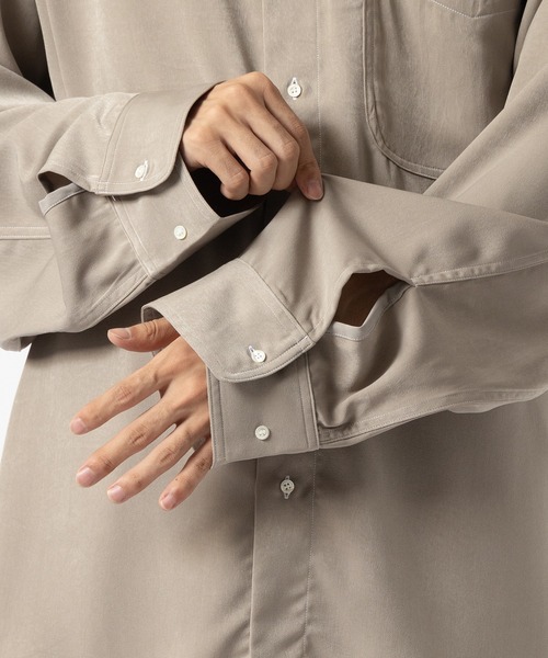 紳士シャツ BASICKS シャツ 「BASICKS/ベイシックス」Oversized Satin Shirt