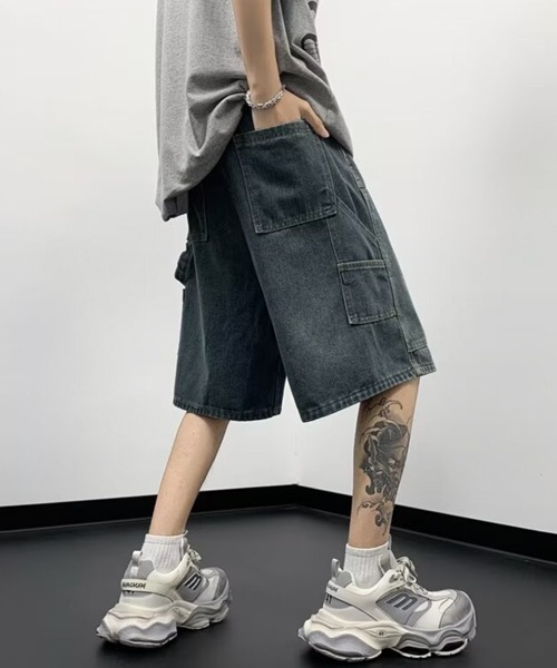 nine　スタッズ　ショートパンツ D/him Dブロックロゴダンボールショートパンツ BOTTOMS Night