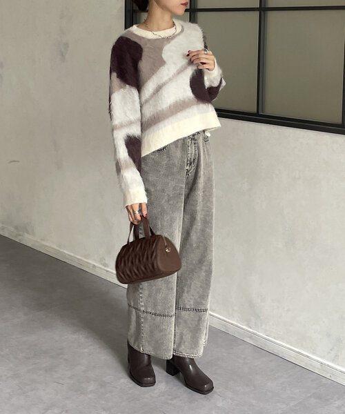 Thevon（ゼヴォン） ニット セーター ニュアンス柄シャギーニット