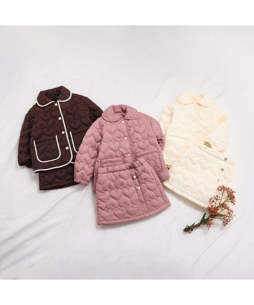 ハートキルトセットアップ(110〜140) キッズ 子供服 女の子 apres les cours ブルゾン アウター 「セットアップ可」ハート柄