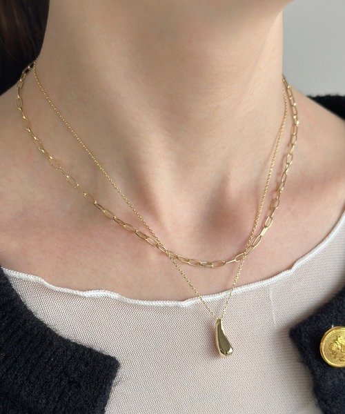 sowang ネックレス ドロップモチーフ2連ネックレス レディース
