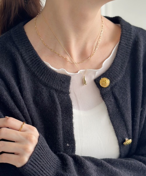 sowang ネックレス ドロップモチーフ2連ネックレス レディース