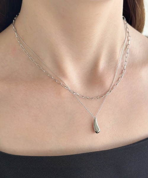 sowang ネックレス ドロップモチーフ2連ネックレス レディース