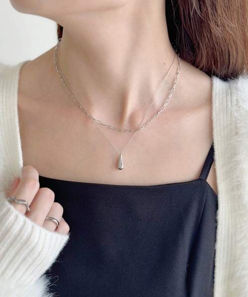 sowang ネックレス ドロップモチーフ2連ネックレス レディース