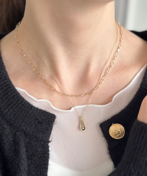 sowang ネックレス ドロップモチーフ2連ネックレス レディース