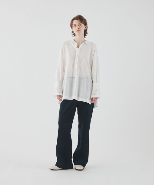 美品 24AW GALERIE VIE ギャルリーヴィー ドロンワーク スタンドカラーシャツ サイズF ホワイト レディース 古着 中古 USED GALERIE VIE（ギャルリー ヴィー） ブラウス シャツ ドロンワーク