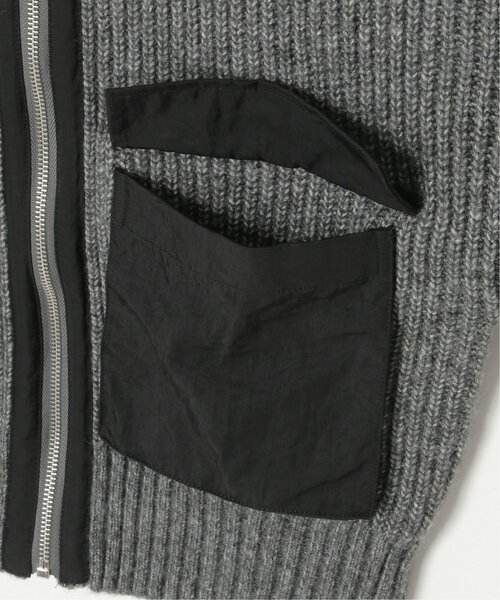 notch. ブルゾン アウター 異素材使いZIPニットブルゾン レディース