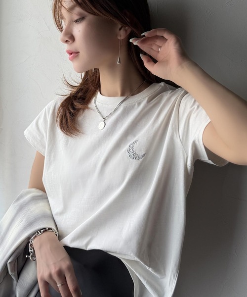 tシャツ COTTON VOILE JERSEY レディース classicalelf tシャツ オーガニックコットン100%。胸元ラメ糸