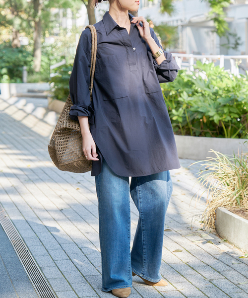 Spick＆Span ブラウス シャツ 80sオウミサラシチュニックプル