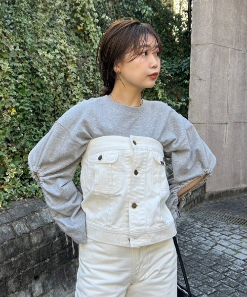 tシャツ 「ZOZOTOWN/USAGI ONLIN限定」ギャザースリーブスウェット レディース