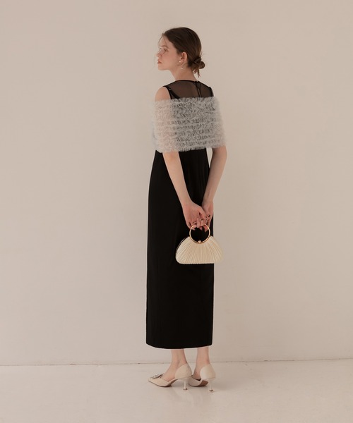 LEJA チュールフリルビスチェIラインドレス ブラック　S Leja ドレス 「LEJA」チュールフリルビスチェIラインドレス