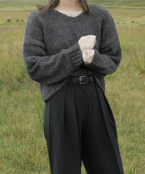 「Reurie'」 Vネックニット FREE ピンク レディース_画像4