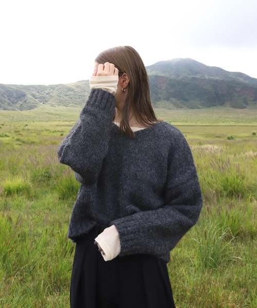 「Reurie'」 Vネックニット FREE ピンク レディース_画像6