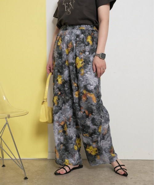 ■さとむら■ねぶた祭り柄 パンツ　レディースLL　ハンドメイド　パンツ palm RICHE（ポームリシュ） パンツ カットジャガード柄パンツ