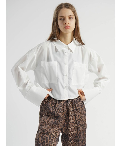 ブラウス シャツ WIDE SLEEVE CROPPED SHIRT レディース