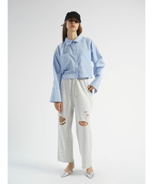 ブラウス シャツ WIDE SLEEVE CROPPED SHIRT レディース ブラウス シャツ WIDE SLEEVE CROPPED SHIRT レディース