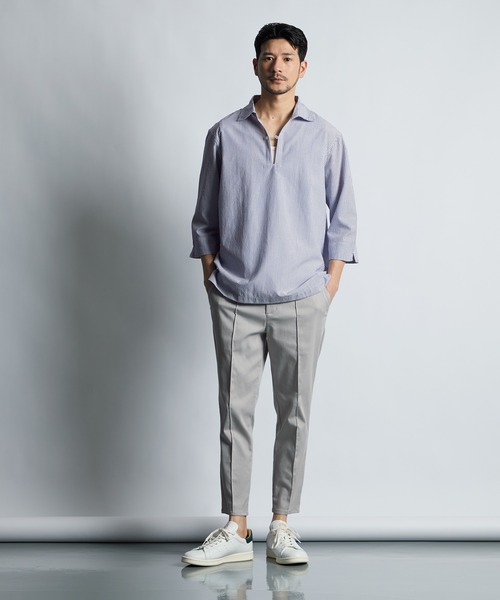 LANVIN en Bleu ブラックシャツ サイズ38 LANVIN en Bleu 「LANVIN Bleu」 7分袖シャツ 50 ネイビー