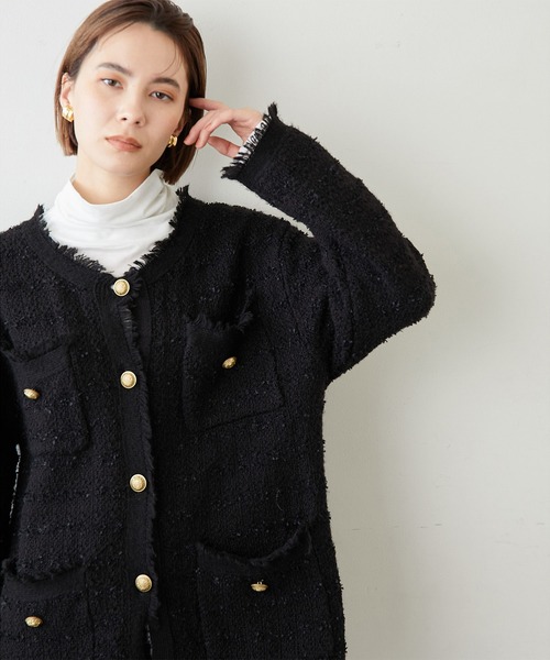 Whim Gazette ブラック ノーカラージャケット Whim Gazette（ウィム ガゼット） ノーカラージャケット FREE ブラック