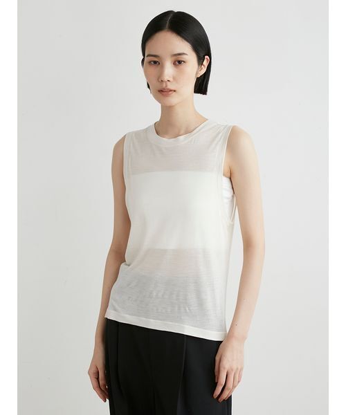 tシャツ レーヨンシルクカットノースリTOPS レディース