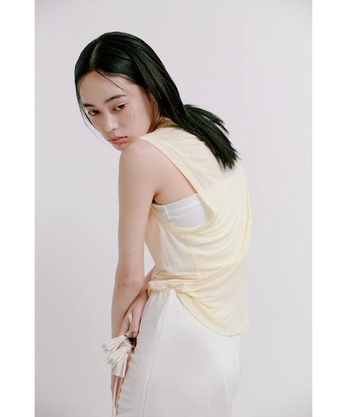 tシャツ レーヨンシルクカットノースリTOPS レディース