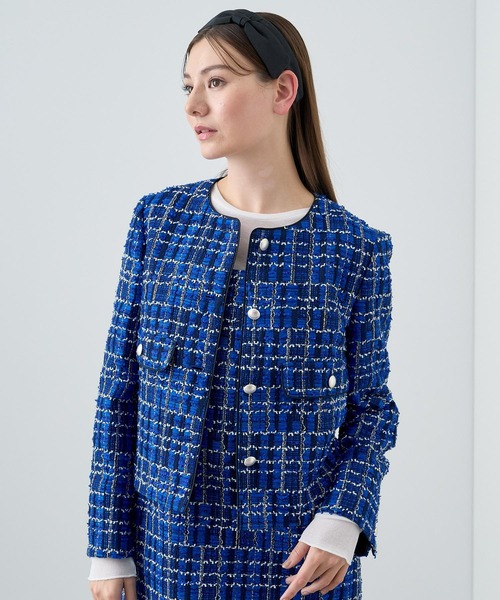 美品✦ฺANAYI/アナイ　ツイードジャケット　ネイビー　38サイズ ANAYI（アナイ） ツイードジャケット 38 ブルー レディース : ZOZOTOWN