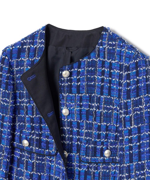 ANAYI（アナイ） ツイードジャケット 38 ブルー レディース : ZOZOTOWN