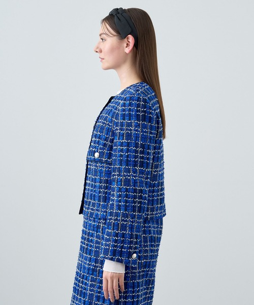 ANAYI（アナイ） ツイードジャケット 38 ブルー レディース : ZOZOTOWN