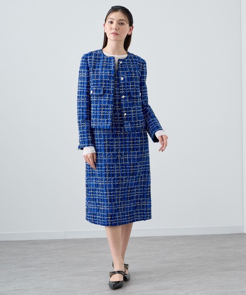 美品✦ฺANAYI/アナイ　ツイードジャケット　ネイビー　38サイズ ANAYI（アナイ） ツイードジャケット 38 ブルー レディース : ZOZOTOWN