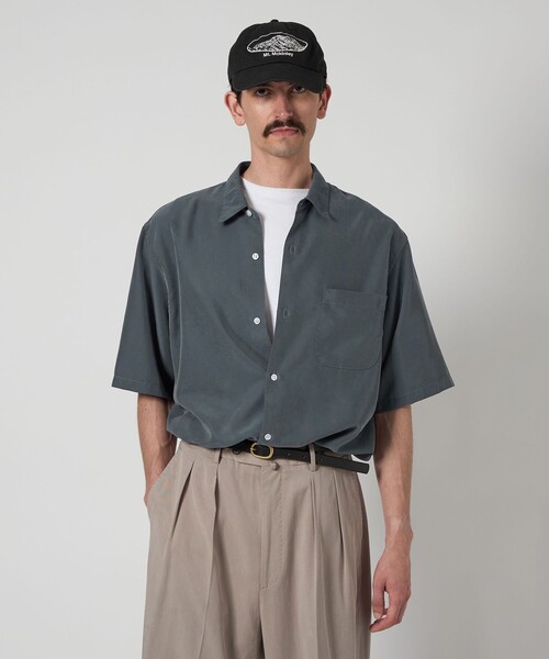 A&Gレザー シャツスエード グラデーションカラー　世界に1つ　正規品　売り切り STEVEN ALAN シャツ 「Steven Alan」 ドレープ レギュラーカラー