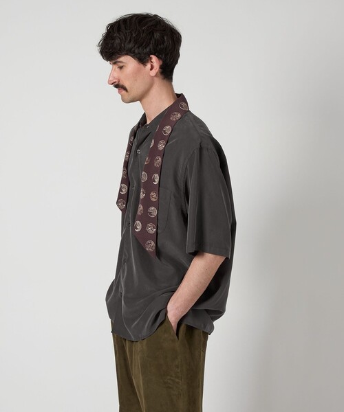 ✨美品✨Steven Alan ベルト付 ショートスリーブジャケット 白 S STEVEN ALAN シャツ 「Steven Alan」 スラブ レギュラーカラー