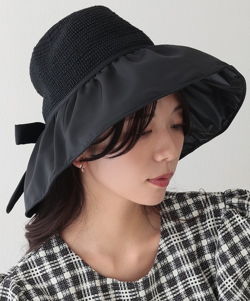 フランスヴィンテージ トーク帽 ビッグリボン Lace Ladies 帽子 ハット ストラップ付き バック リボン