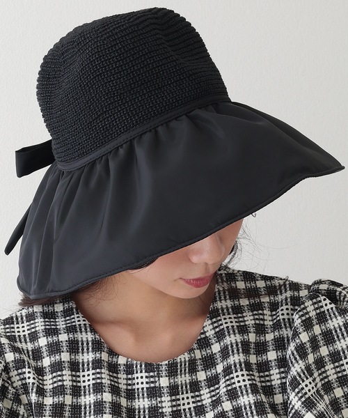 Lace Ladies 帽子 ハット ストラップ付き バック リボン