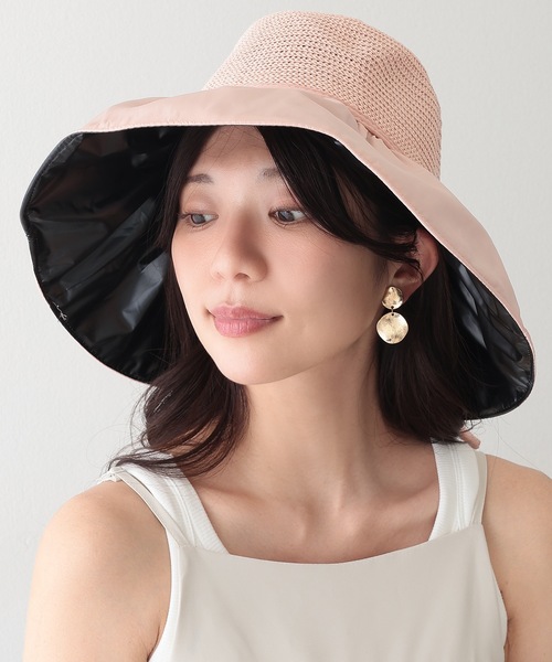 Lace Ladies 帽子 ハット ストラップ付き バック リボン